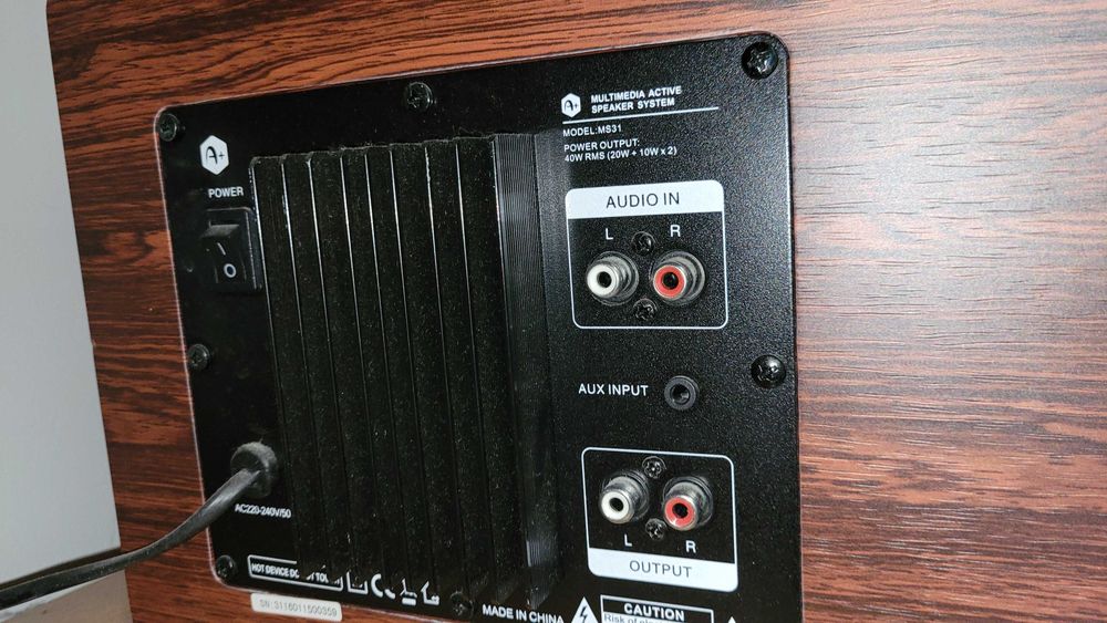Sistem Audio 2.1 A+ MS31, 40W RMS, Subwoofer Lemn, USB/SD, Reglaj Bass/Treble
