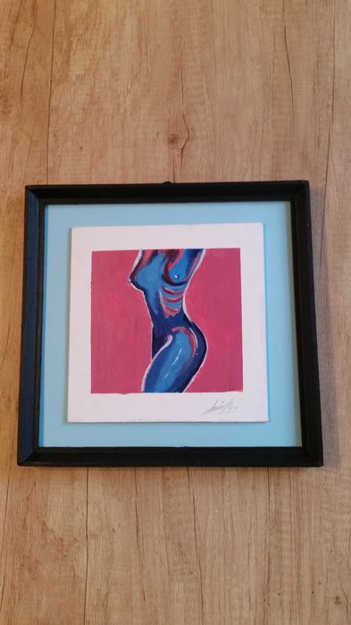 Красиво женско тяло. Картина, рисувана с маслени бои на дебел картон.