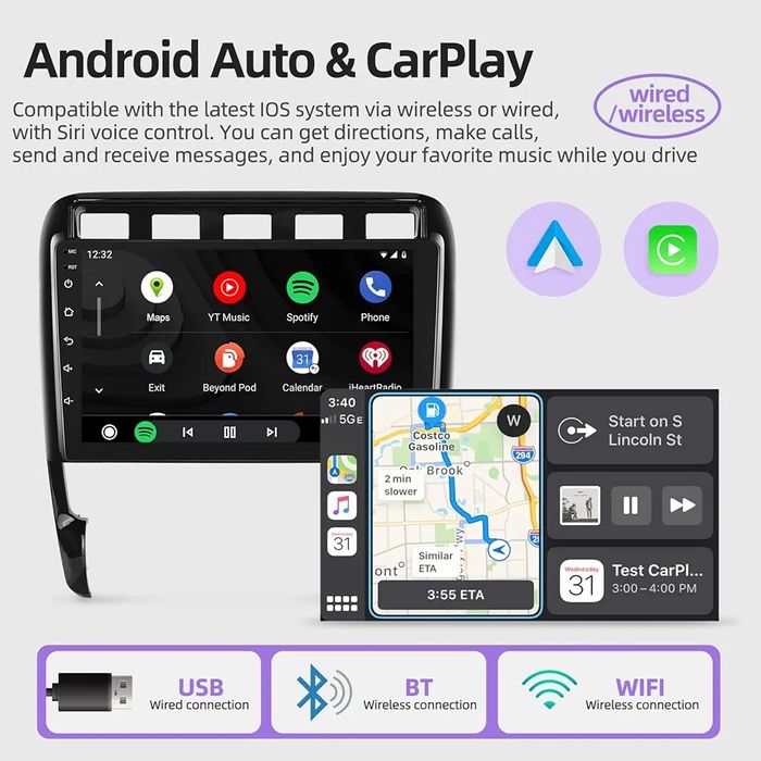 9" Мултимедия за Porsche Cayenne (2002-2010), 2+64gb 4core, Android 13