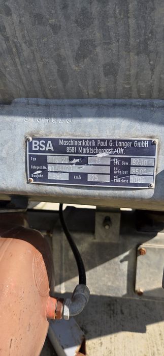 Цистерна за тор BSA 9000 л – поцинкована, двуосна, 4 нови гуми