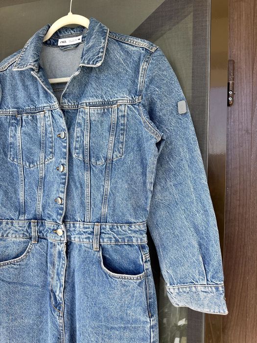 Дамски дънков гащеризон ZARA - размер L, Отлично състояние