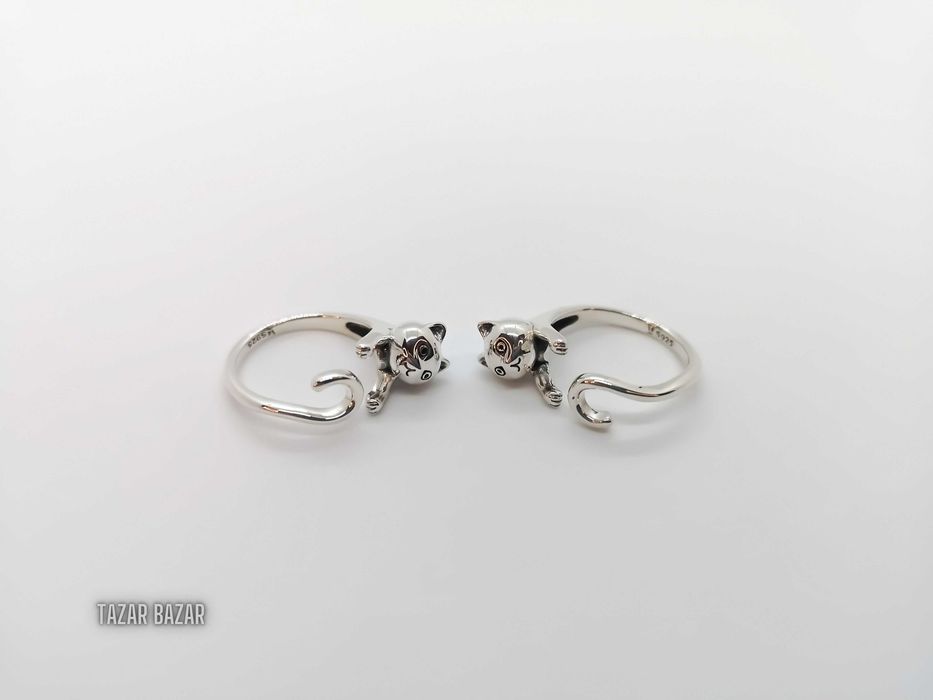 Inel de argint pisică