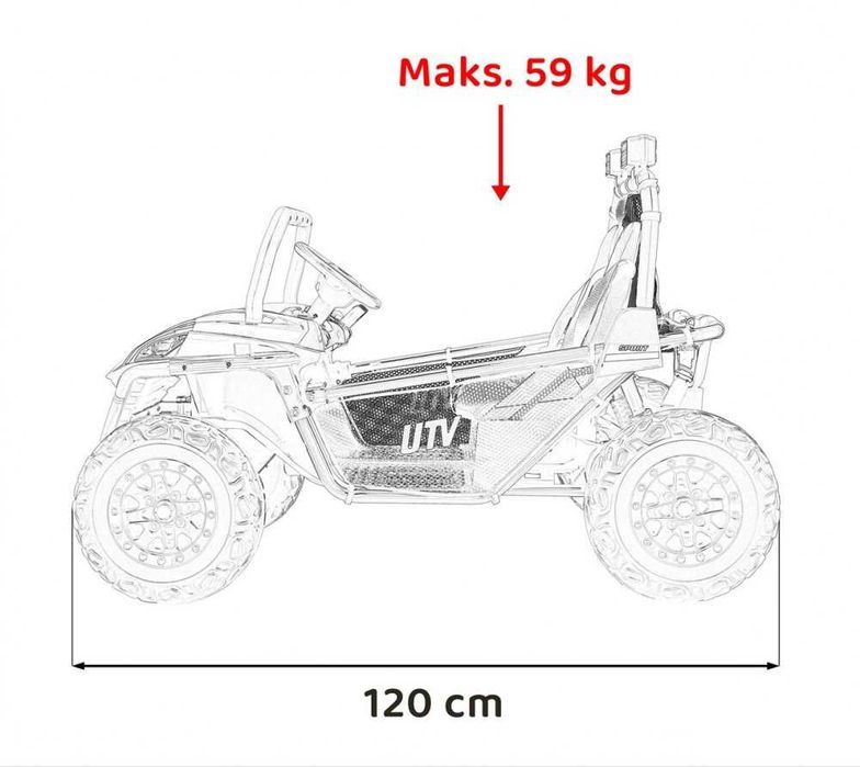 UTV electric pentru 2 copii Faster,  motoare 2x150W, baterie 24V 9Ah, telecomanda 2.4 GHz, roti din spuma EVA si Scaun Piele