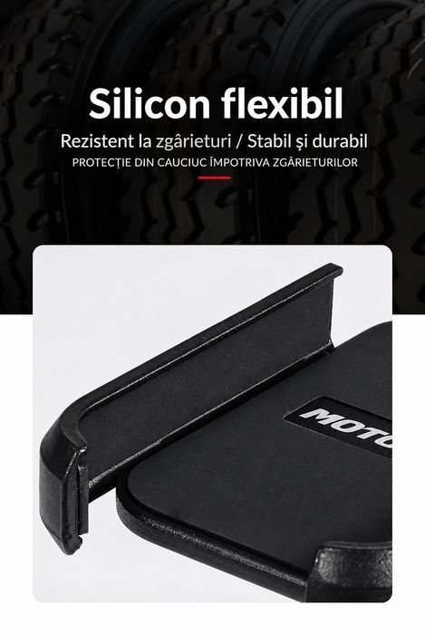 Suport Telefon Motocicletă cu Încărcare USB, Rotire 360°, Aluminiu, Prindere Ghidon