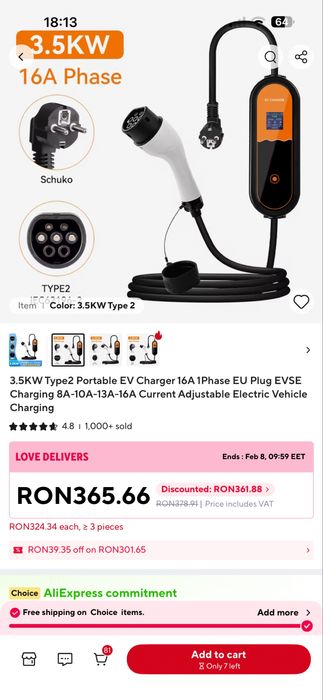 Vand statie incarcator nou masina electrica Type 2 3.5kw 16 A 3.5m