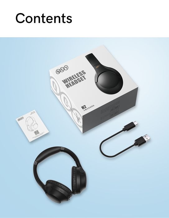 Безжични ENC слушалки QCY H-2, Bluetooth 5.3, 60h. Play, Bass и EQ APP