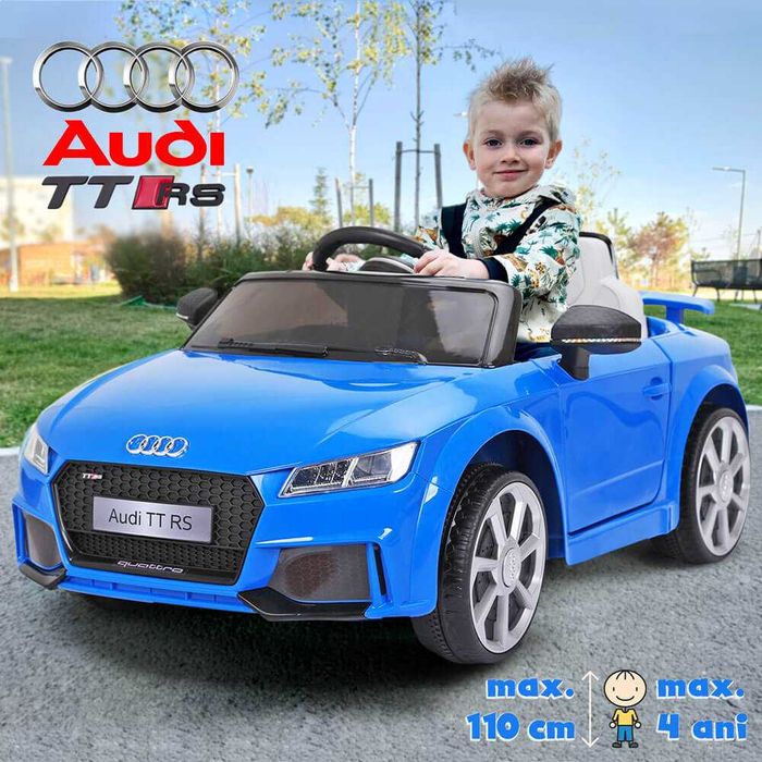 Masinuta electreica Audi TT albastra CADOU: NR AUTO PERSONALIZAT!