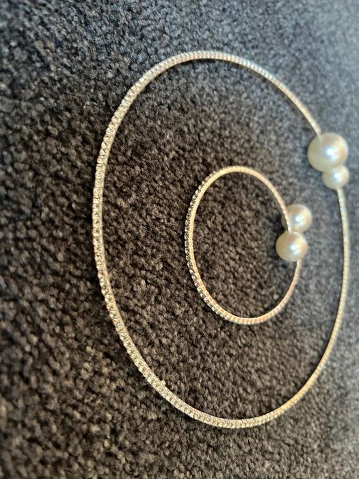 Vand set colier cu bratara cerc elegant argintiu