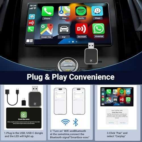 Нов Wireless Apple CarPlay адаптер iOS 11+ за 800+ автомобила кола usb