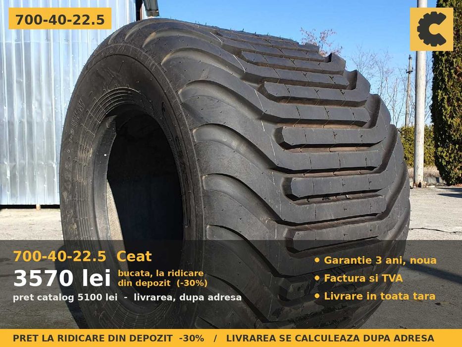Cauciucuri Anvelope 700/40-22.5 700-40-22.5 70040225 700/40 22.5 Ceat Remorca Cisterna Presa Baloti Noi GARANTIE