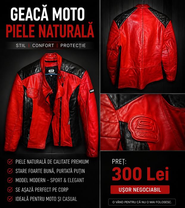 Geacă moto piele naturală-S *pret negociabil*