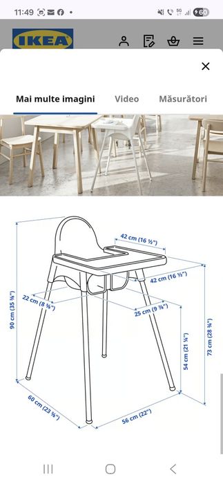 Vand scaun de masa copii