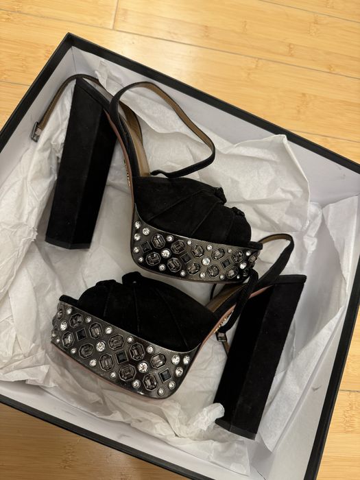 Sandale AQUAZZURA Negre cu Cristale, marime 38.5