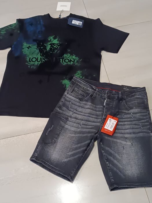 Compleu bărbați tricou și pantaloni scurți de blugi disquared