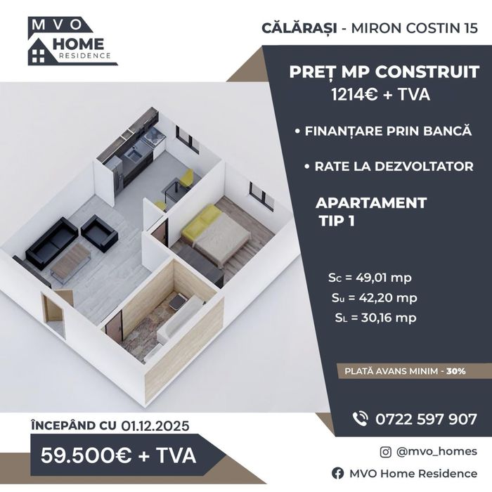 Apartament 2 camere zona Cartier Rezidential prelungirea Sloboziei