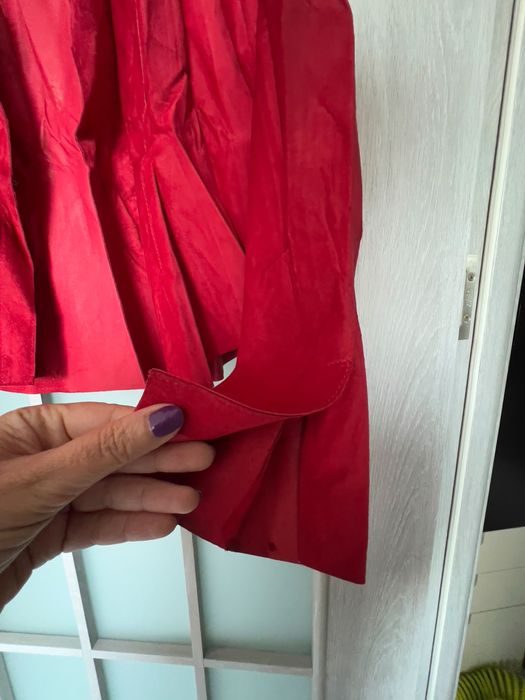 Costum piele sacou si fusta, culoare rosu, marime L