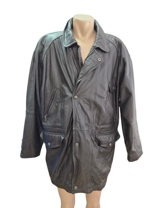 Мъжко тъмнокафяво кожено полупалто / яке Luigi Lamberto, размер 52 (L/XL) – Естествена кожа (цветна подплата)