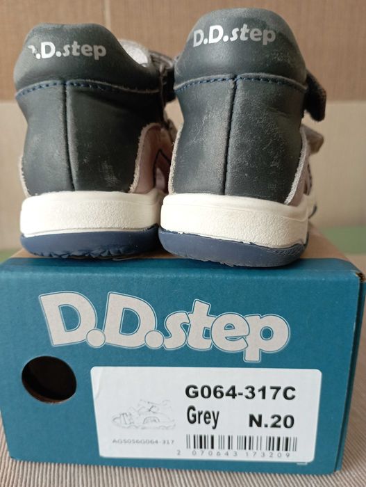 Sandale primii pași DD Step, Gri, piele naturală, mărimea 20