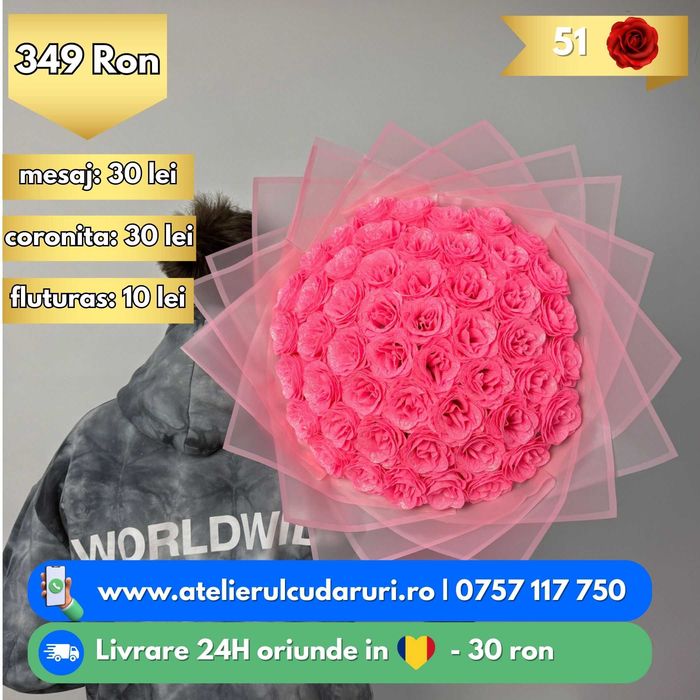 Buchete trandafiri din sapun personalizate + cu sclipici