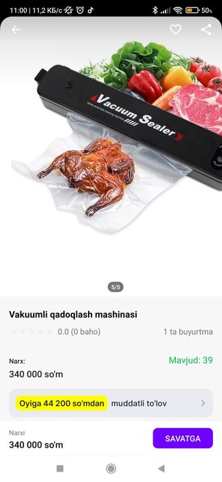 Vakum qadoqlash mashinasi