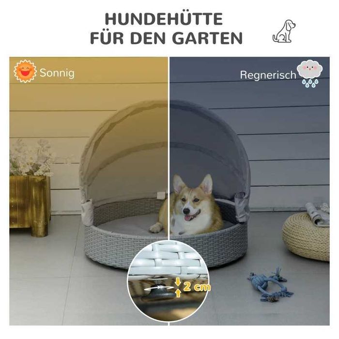 Плетено кучешко легло PawHut Ратанов диван за домашни любимци