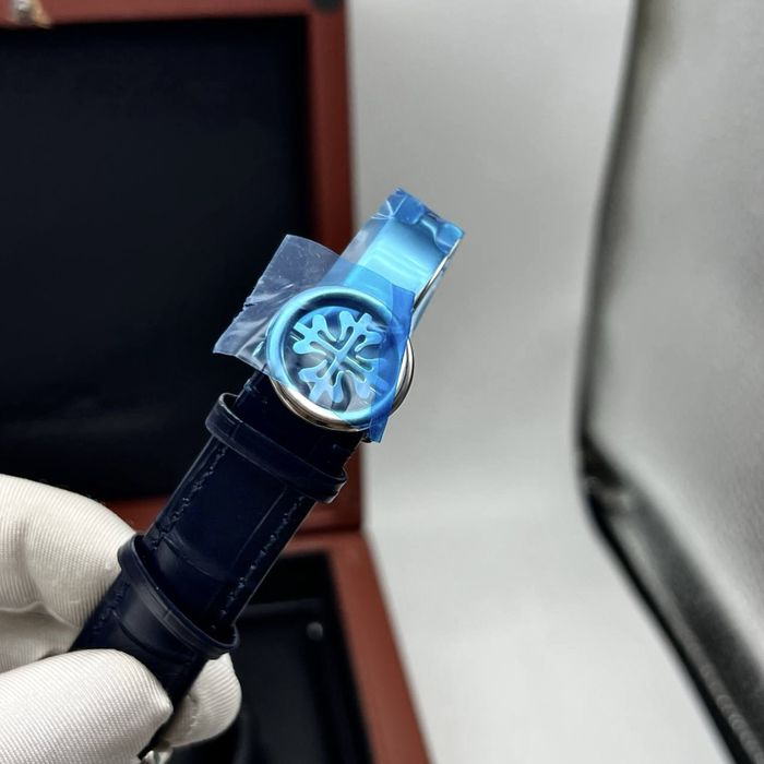 patek philippe anual calendar blue dial steel