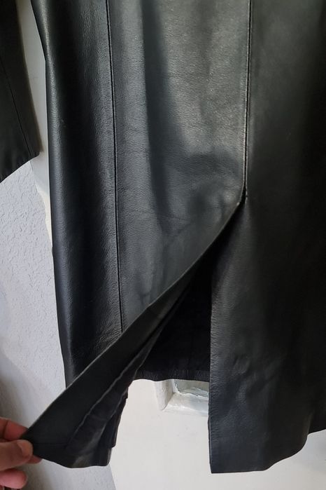 Женский кожанный суртюк плащ куртка