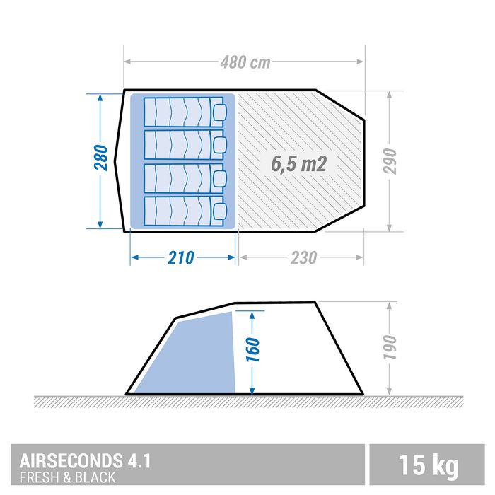 Cort camping gonflabil 4 persoane Air - produs resigilat Decathlon