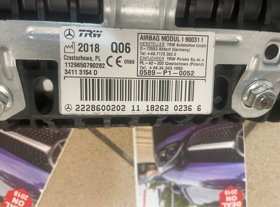 Mercedes Benz S w222 - airbag pasager - plansa de bord - set cortine