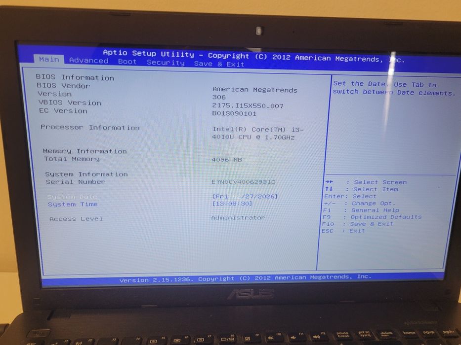Ноутбук Asus i3 gen 4