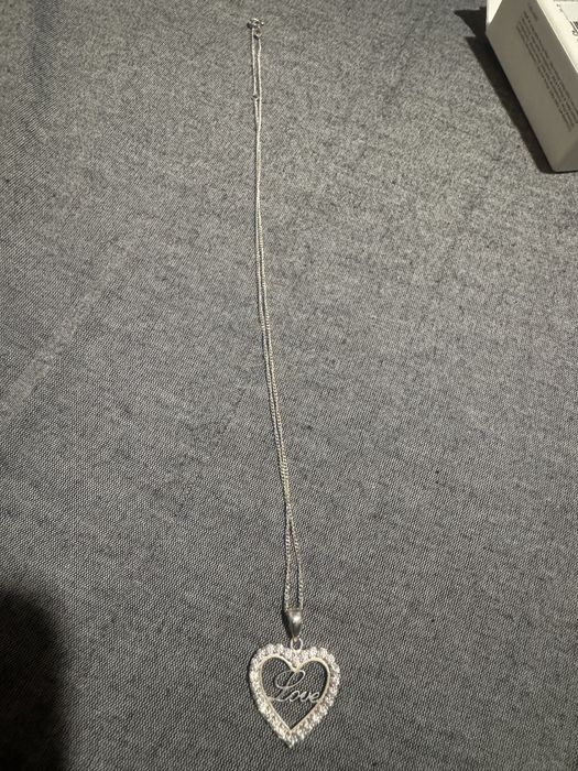 Сребърно колие сърце с циркони 925