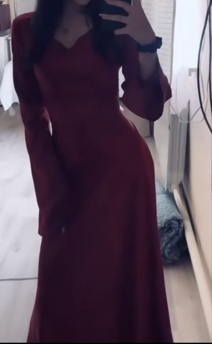 Вечернее красное платье на завязке