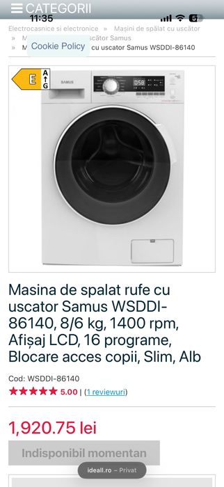 Masina de spalat cu uscare SAMUS WSDDI-86140