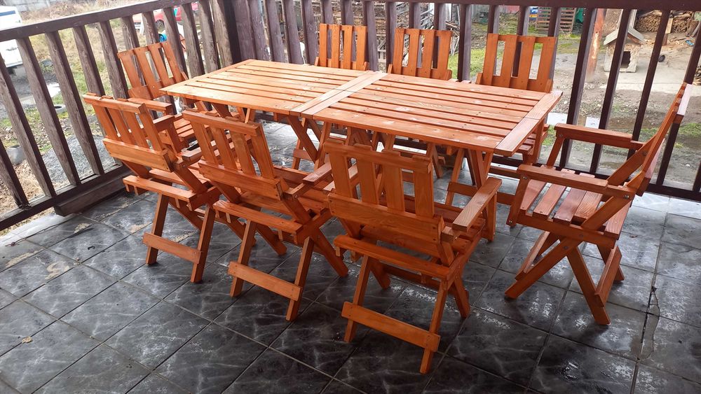 Set masa cu 4,6,8,10 scaune pliabile pentru terase ,gradina