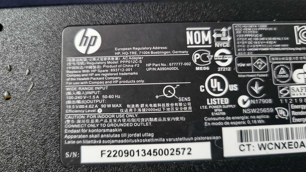 HP Incarcator 90w-65W AC Adaptor leptop 19.5V-4.62A-3.33A pin central