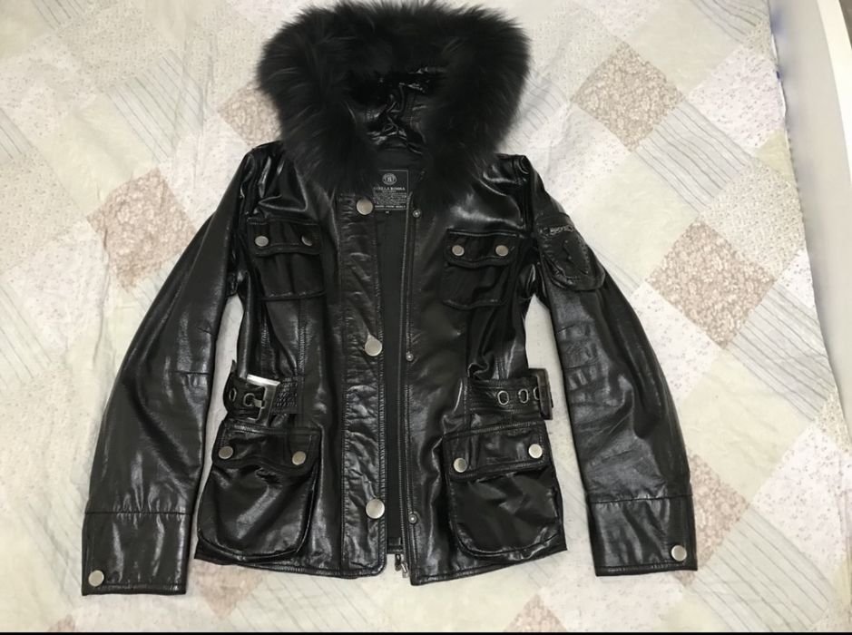 Осенний кожанный куртка