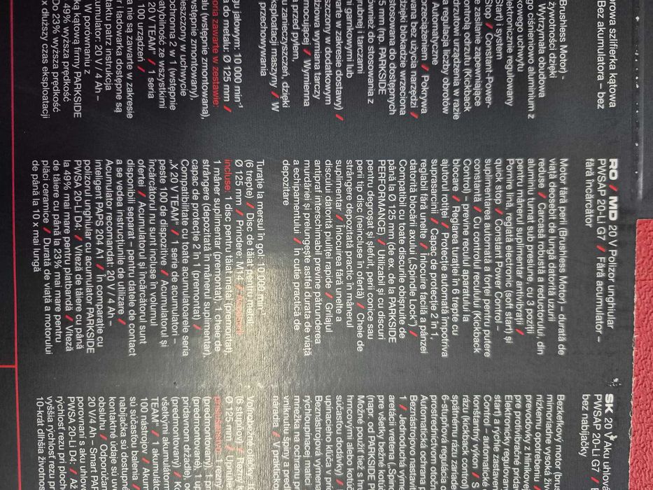 Polizor unghiular (flex) PARKSIDE PERFORMANCE PWSAP 20-Li G7