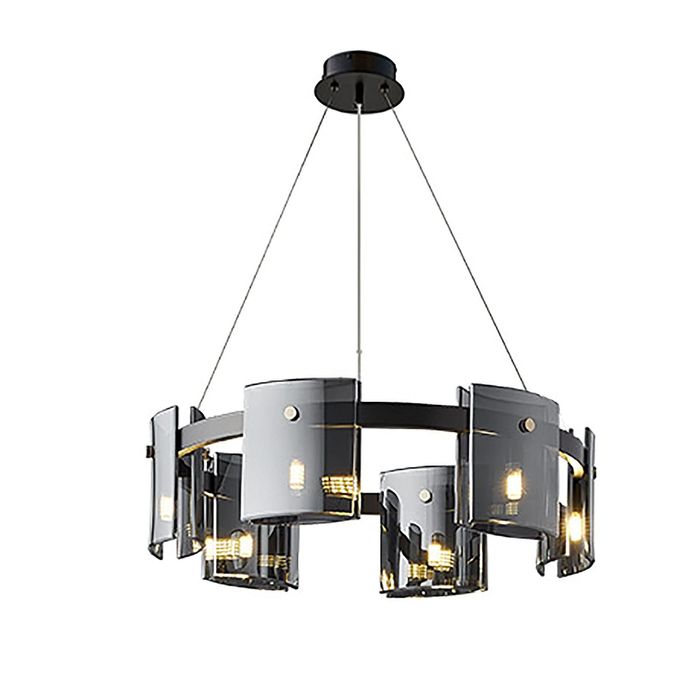 LED луксозно опушено сиво кехлибарено стъкло висящо таванно осветление