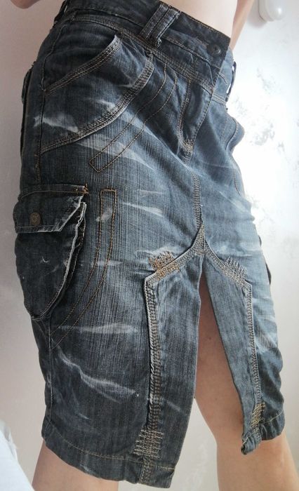 Fusta Mini Bleu denim model army masura M cu buzunare