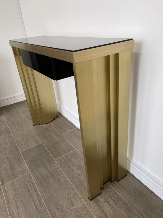 Consola piesa unicat cu sertar din sticla, alama 100%