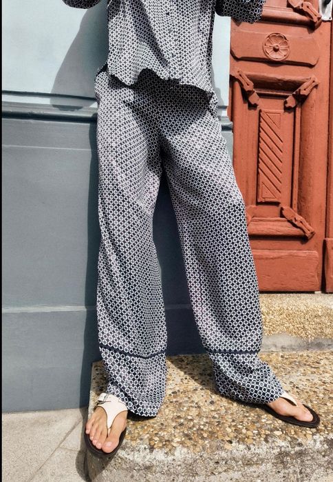 Zara сатенен сет риза и панталон