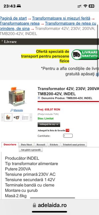 Transformator 42v