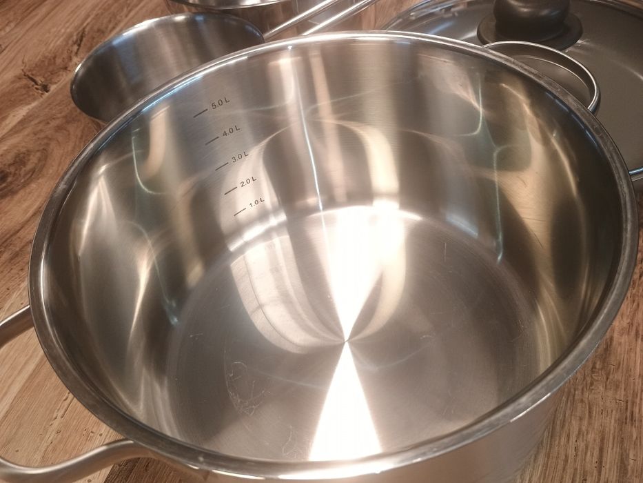 Set 4 oale ,Tigaie Tefal cu capac,oale mici cu mâner lung și oala 5 litri noua ,inox ,inducție