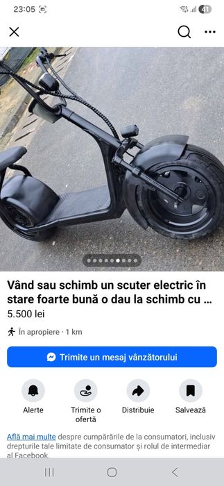 Vând scuter electric în stare foarte bună pentru mai multe detalii și