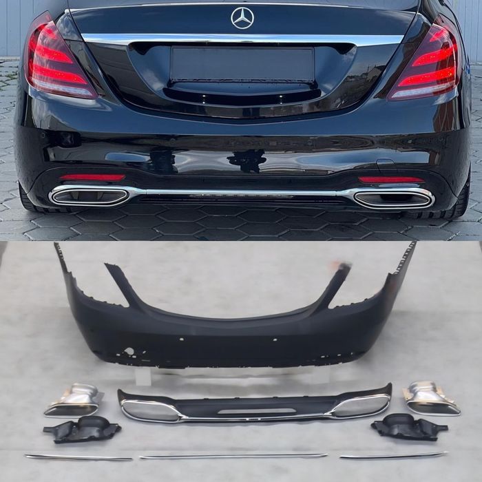 W222 AMG Line Facelift задна броня дифузьор накрайници