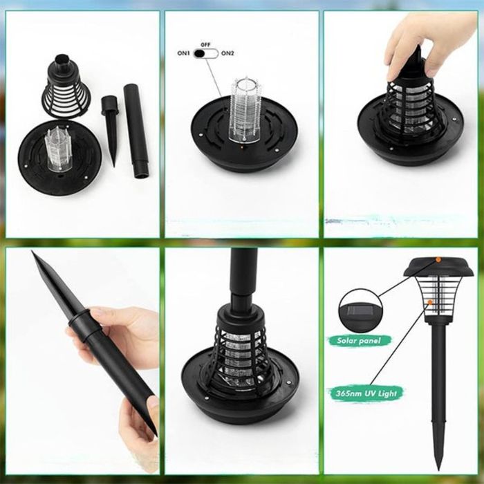 Соларна лампа против комари за открито – комплект 2 броя с UV защита