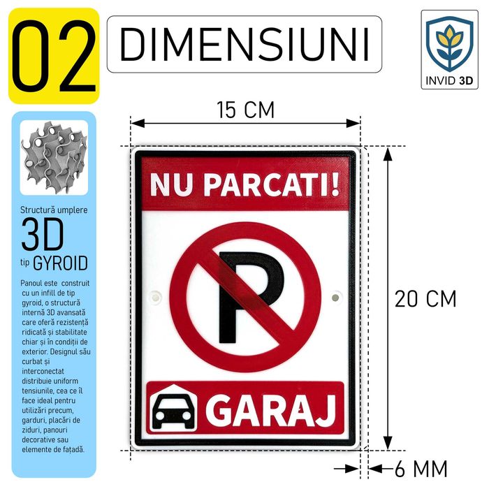 Indicator de avertizare "NU PARCATI! GARAJ"