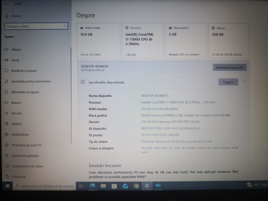 Laptop HP Probook 450 G4 Impecabil