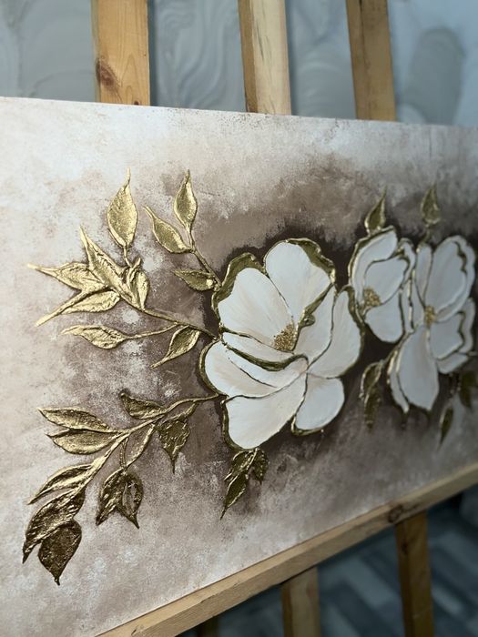 Handmade 3D dekor kartina – oltin gullar