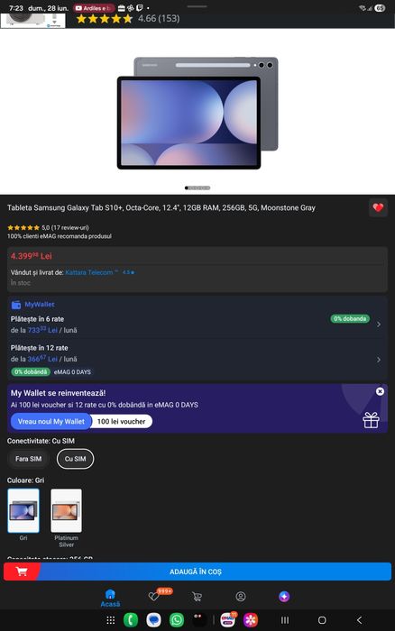 Samsung Tab S10 +, 5G, 256GB